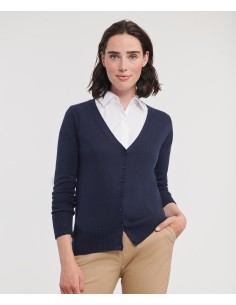 R-R-715F-0-Ladies V-Neck Knitted Cardigan 2